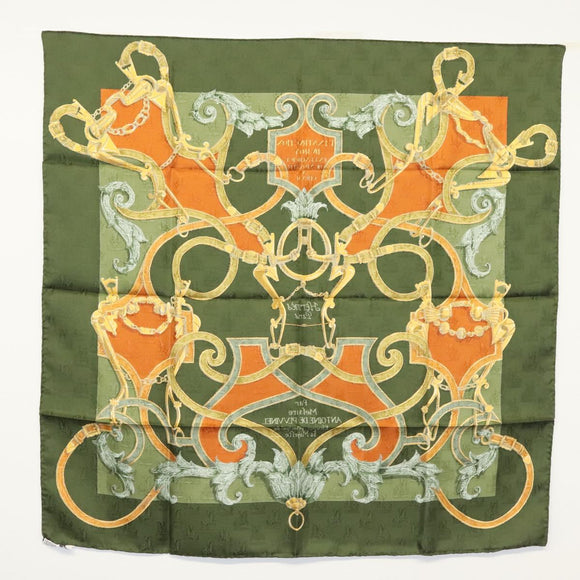 HERMES Carre 90 Scarf ""L'INSTRUCTION DU ROY"" Silk Green Auth 133214