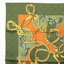 HERMES Carre 90 Scarf ""L'INSTRUCTION DU ROY"" Silk Green Auth 133214-2