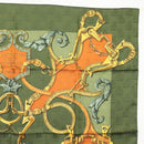 HERMES Carre 90 Scarf ""L'INSTRUCTION DU ROY"" Silk Green Auth 133214-4