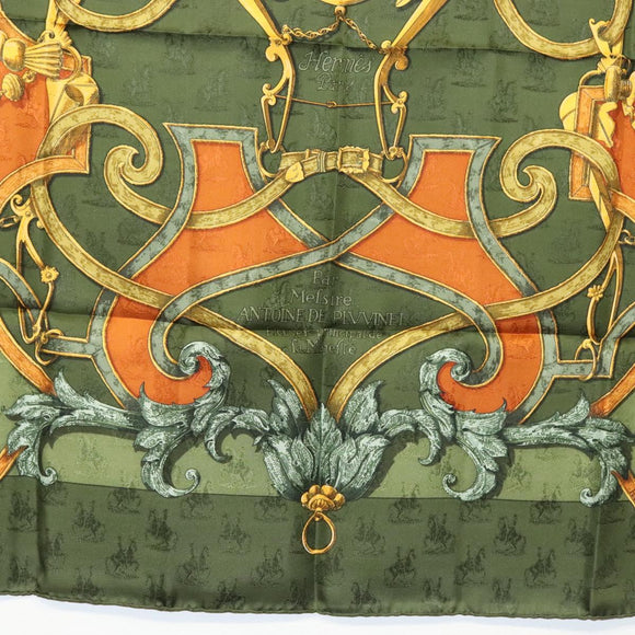 HERMES Carre 90 Scarf ""L'INSTRUCTION DU ROY"" Silk Green Auth 133214