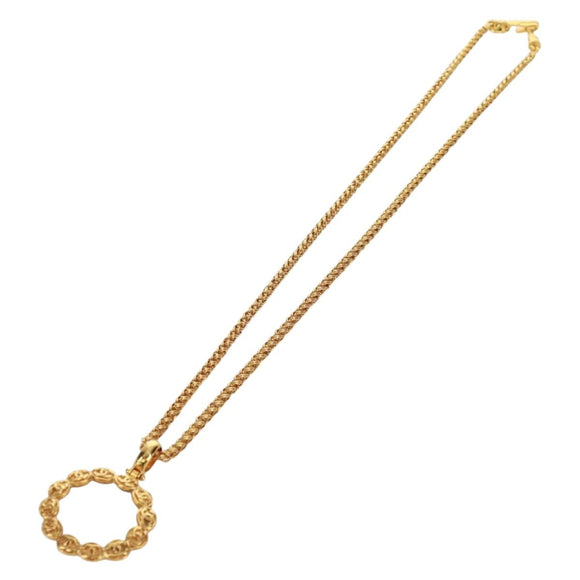 CHANEL Loupe Necklace metal Gold CC Auth 133226V