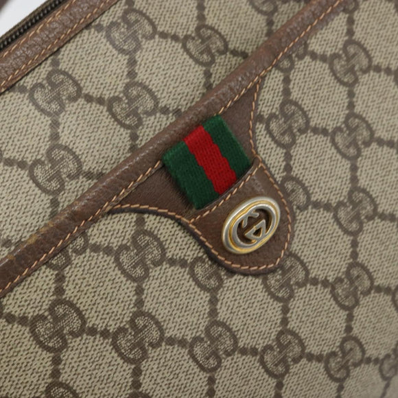 GUCCI GG Supreme Web Sherry Line Bag PVC Beige Gold 89 02 077 Auth 133234