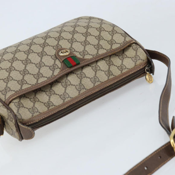 GUCCI GG Supreme Web Sherry Line Bag PVC Beige Gold 89 02 077 Auth 133234