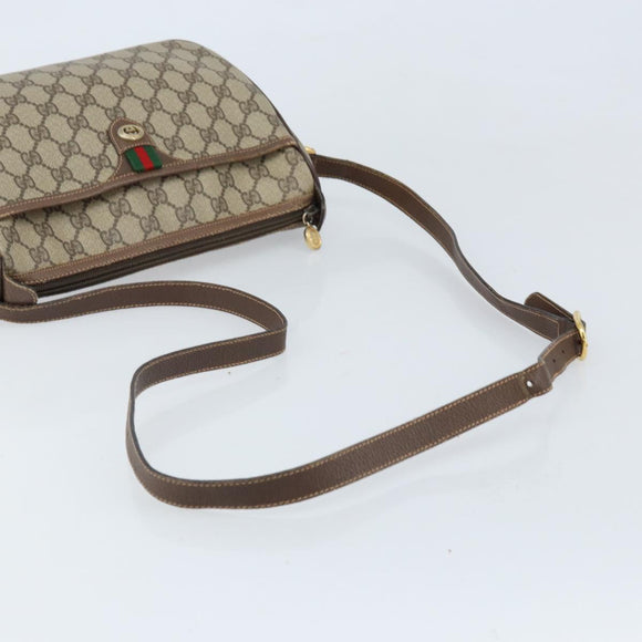 GUCCI GG Supreme Web Sherry Line Bag PVC Beige Gold 89 02 077 Auth 133234