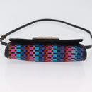 FENDI Shoulder Bag Leather Fabric Multicolor Gold Auth 133235SAM-5