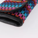 FENDI Shoulder Bag Leather Fabric Multicolor Gold Auth 133235SAM-15