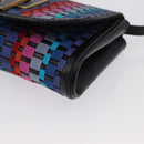 FENDI Shoulder Bag Leather Fabric Multicolor Gold Auth 133235SAM-16