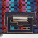 FENDI Shoulder Bag Leather Fabric Multicolor Gold Auth 133235SAM-19