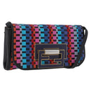 FENDI Shoulder Bag Leather Fabric Multicolor Gold Auth 133235SAM-1