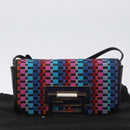 FENDI Shoulder Bag Leather Fabric Multicolor Gold Auth 133235SAM-12