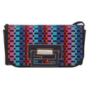 FENDI Shoulder Bag Leather Fabric Multicolor Gold Auth 133235SAM-13