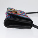 FENDI Shoulder Bag Leather Fabric Multicolor Gold Auth 133235SAM-3