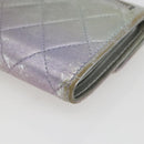 CHANEL Matelasse COCO Mark Bifold Wallet Lamb Skin Silver CC Auth 133240A-15