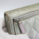 CHANEL Matelasse COCO Mark Bifold Wallet Lamb Skin Silver CC Auth 133240A-17