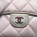 CHANEL Matelasse COCO Mark Bifold Wallet Lamb Skin Silver CC Auth 133240A-18