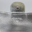 CHANEL Matelasse COCO Mark Bifold Wallet Lamb Skin Silver CC Auth 133240A-19