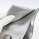 CHANEL Matelasse COCO Mark Bifold Wallet Lamb Skin Silver CC Auth 133240A-22