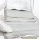 CHANEL Matelasse COCO Mark Bifold Wallet Lamb Skin Silver CC Auth 133240A-23