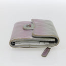 CHANEL Matelasse COCO Mark Bifold Wallet Lamb Skin Silver CC Auth 133240A-3