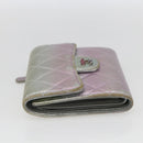 CHANEL Matelasse COCO Mark Bifold Wallet Lamb Skin Silver CC Auth 133240A-4