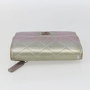 CHANEL Matelasse COCO Mark Bifold Wallet Lamb Skin Silver CC Auth 133240A-5
