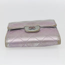 CHANEL Matelasse COCO Mark Bifold Wallet Lamb Skin Silver CC Auth 133240A-6