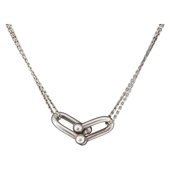 TIFFANY&Co. Hardware Double Link Necklace Ag925 Silver Auth 133241SAM