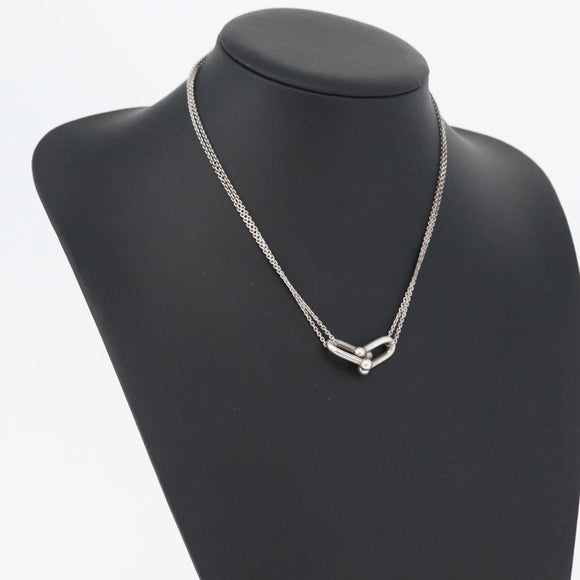 TIFFANY&Co. Hardware Double Link Necklace Ag925 Silver Auth 133241SAM