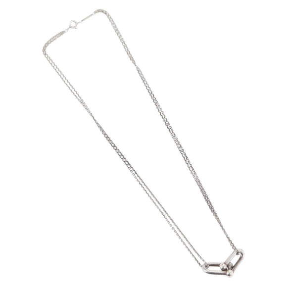 TIFFANY&Co. Hardware Double Link Necklace Ag925 Silver Auth 133241SAM