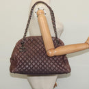 CHANEL Matelasse Chain Shoulder Bag Leather Brown CC Auth 133258-25