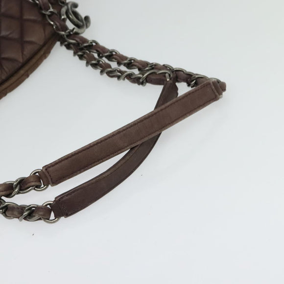 CHANEL Matelasse Chain Shoulder Bag Leather Brown CC Auth 133258