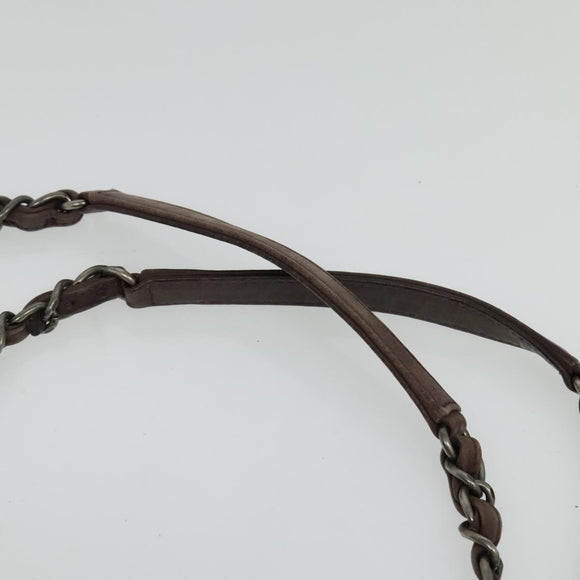 CHANEL Matelasse Chain Shoulder Bag Leather Brown CC Auth 133258