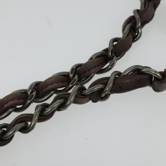 CHANEL Matelasse Chain Shoulder Bag Leather Brown CC Auth 133258