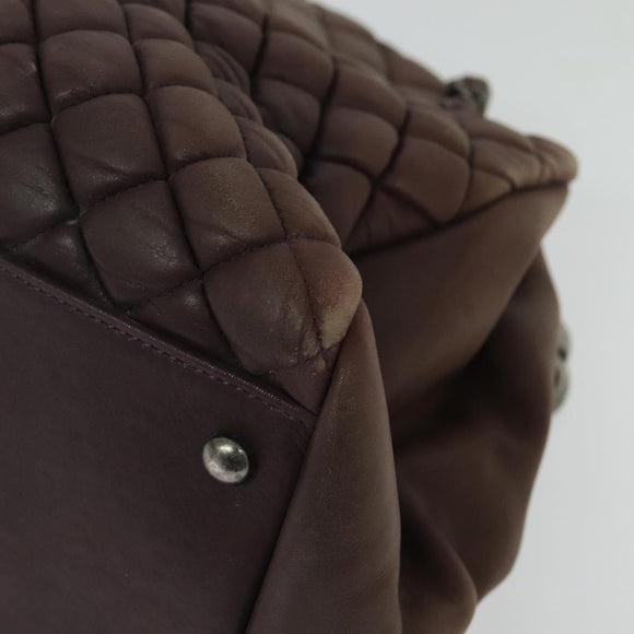 CHANEL Matelasse Chain Shoulder Bag Leather Brown CC Auth 133258