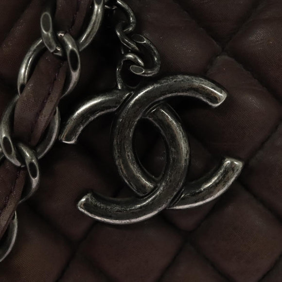 CHANEL Matelasse Chain Shoulder Bag Leather Brown CC Auth 133258