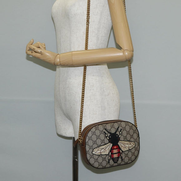 GUCCI GG Supreme Animalie Shoulder Bag PVC Europe Only Beige 409535 Auth 133260V