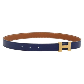 HERMES Constance Belt Leather Gold Blue Auth 133264
