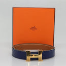 HERMES Constance Belt Leather Gold Blue Auth 133264-12