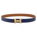 HERMES Constance Belt Leather Gold Blue Auth 133264-2