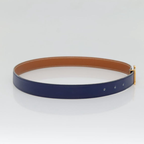 HERMES Constance Belt Leather Gold Blue Auth 133264