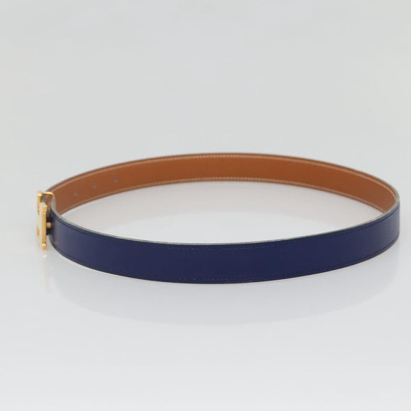 HERMES Constance Belt Leather Gold Blue Auth 133264