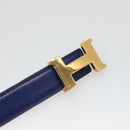 HERMES Constance Belt Leather Gold Blue Auth 133264-6