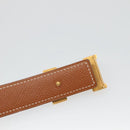 HERMES Constance Belt Leather Gold Blue Auth 133264-7