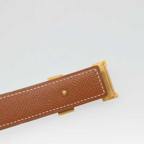 HERMES Constance Belt Leather Gold Blue Auth 133264