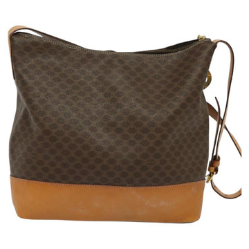 CELINE Macadam Canvas Shoulder Bag PVC Leather Brown Gold Auth 133267 - 0