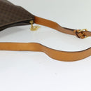CELINE Macadam Canvas Shoulder Bag PVC Leather Brown Gold Auth 133267-7
