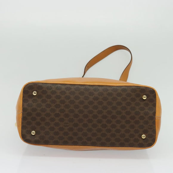 CELINE Macadam Canvas Shoulder Bag PVC Leather Brown Gold Auth 133267