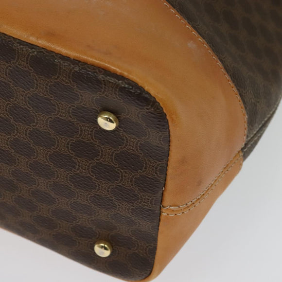 CELINE Macadam Canvas Shoulder Bag PVC Leather Brown Gold Auth 133267