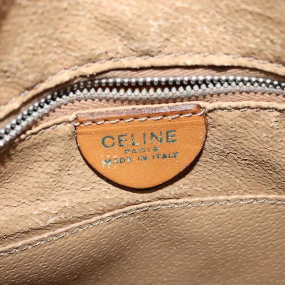 CELINE Macadam Canvas Shoulder Bag PVC Leather Brown Gold Auth 133267