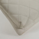 CHANEL Cambon Line Shoulder Bag Lamb Skin White Silver CC Auth 133269V-8